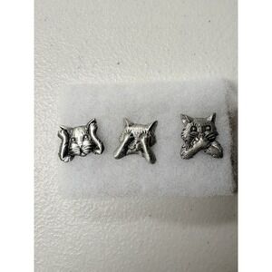 VINTAGE JEWELRYJJ JONETTE CAT KITTEN SPEAK SEE HEAR NO EVIL PEWTER PIN‎ LOT